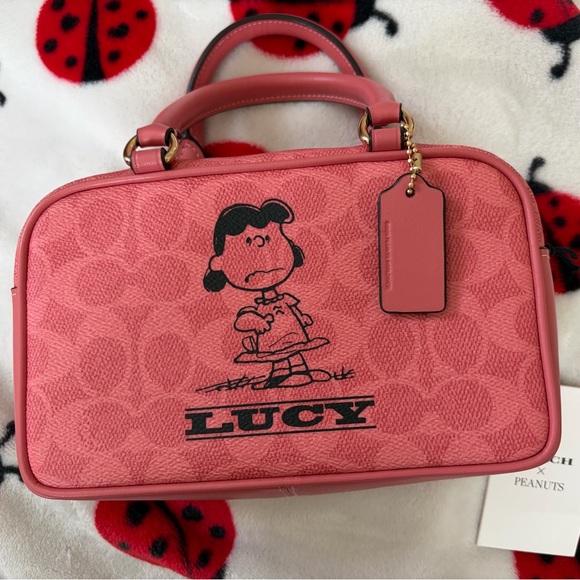 Coach X Peanuts Coral Lucy Satchel Bag  CBJ62 Crossbody Signature Canvas - Picture 2 of 9